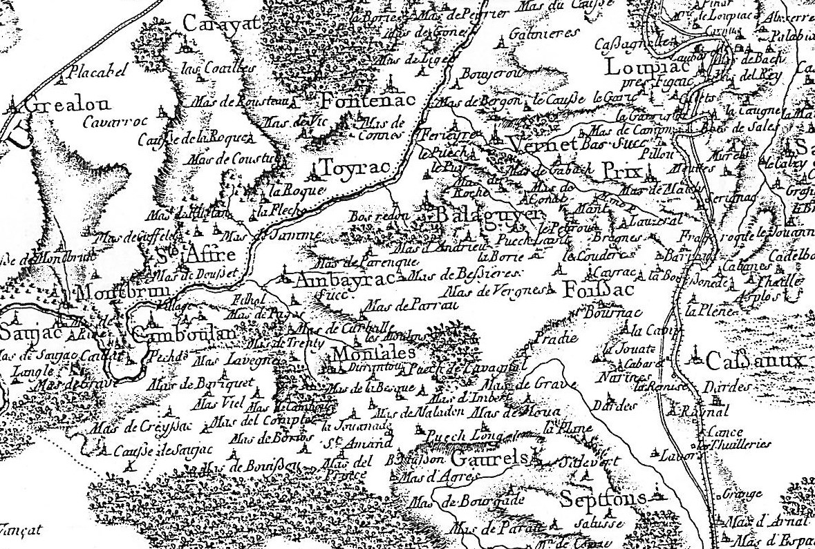 Extrait de la carte regionale en 1750